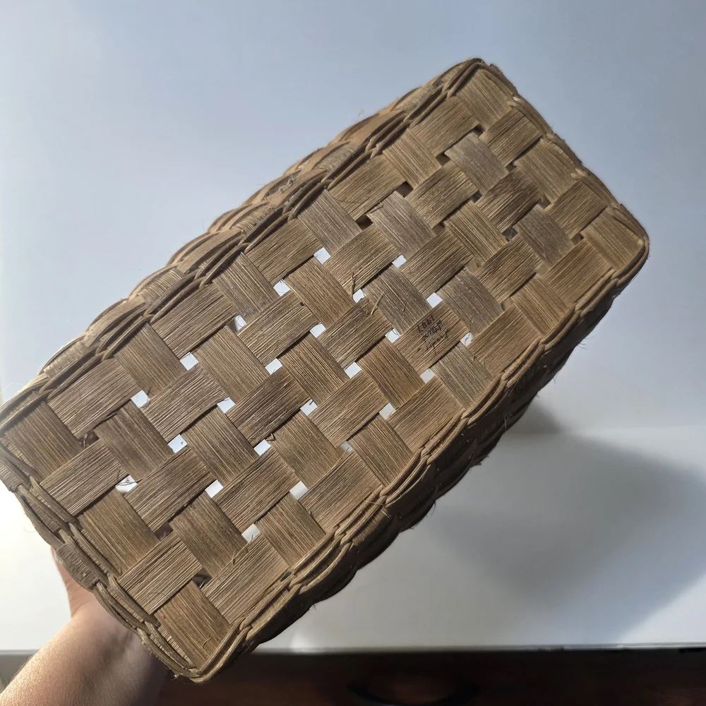 Vintage Handcrafted Woven Splint Basket Brown and Gray 1987